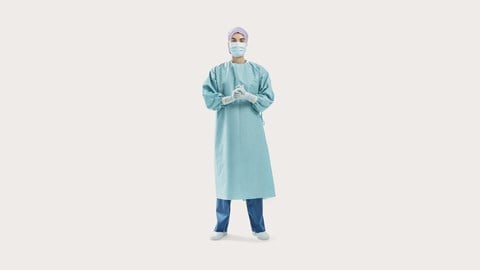 Pracownik służby zdrowia w fartuchu chirurgicznym BARRIER  